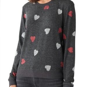 Lucky Brand Heart Patterned Gray Sweater/Sweatshirt M